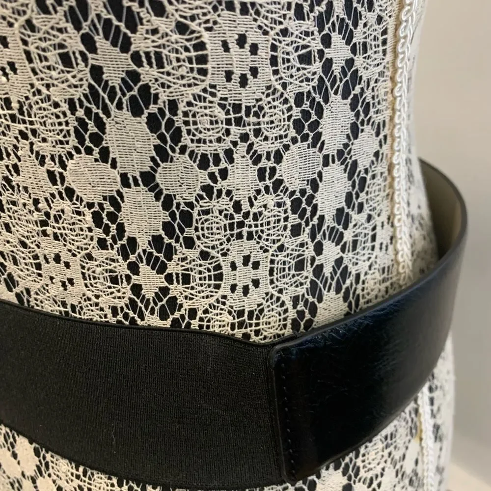 Vince Camuto Black Leather Belt with Silver Buckle NWOT